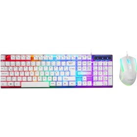 Resim Everest Klavye Mouse Set Oyuncu Gökkuşağı Aydınlatmalı KM-198 Luminax Beyaz 