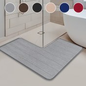 Resim 1 Adet Süper Emici L Şeklinde Banyo Paspası, Yumuşak Mercan Poları, Kaymaz Makinede Yıkanabilir Kalınlaştırılmış Solmaya Karşı Dirençli Rahat Halı, Gri - Modern Ev Dekoru İçin Mükemmel, Çeşitli Renklerde Mevcut 
