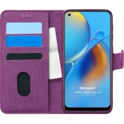 Resim Microsonic Oppo A74 4g Kılıf Fabric Book Wallet Mor 