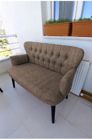 Resim Azra Aksesuar Ikili Balkonnkoltugu - Kanepe - Keten Kumaş - Salon-bekleme Koltugu - Kahverengi 