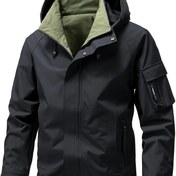 Resim Erkek Rüzgar Geçirmez Kapüşonlu Ceket - %100 Polyester, Dar Kesim, Çoklu Cep, Zip-Up Tasarım, Yürüyüş, Bisiklet ve Açık Hava Sporları İçin, Siyah, Floresan Yeşil, Hafif Gri, Yürüyüş Ekipmanı, Şık Spor Görünümü, Dayanıklı Kumaş 