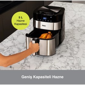 Resim Siyah Uno Chefry Sıcak Hava Fritözü, 5 Litre Kapasite, Sağlıklı ve Pratik Kullanım 