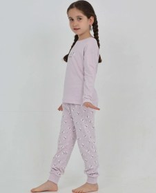 Resim Toontoy Kız Çocuk Kelebek Baskılı Pijama Takım Lila 