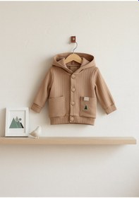 Resim Erkek Çocuk Bebek Kapüşonlu Hırka 3-24 Ay Kahverengi 