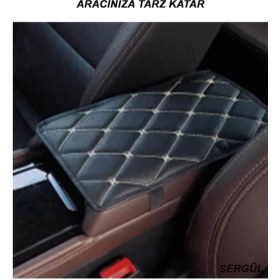 Resim Desingonb Toyota Corolla (1992-2001) Deri Oto Kolçak Kılıfı Örtüsü Capitone Süngerli Beyaz Nakışlı 
