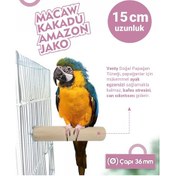 Resim Vixpet Venty Büyük Papağan Tüneği 15 Cm 36 Mm / Doğal Ahşap Kuş Tüneği 