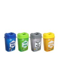 Resim Sağlam Plastik Sıfır Atık Kutusu - Geri Dönüşüm Kutusu 4'Lü Set 6 