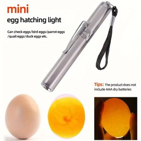 Resim Mini taşınabilir yumurta aydınlatma ışığı, yumurta test cihazı, yumurta mumu ışığı, LED ışık, yumurtadan çıkarma aracı, acil durum lambası, küçük el feneri, paslanmaz çelik malzeme aşınmaya dayanıklı ve dayanıklı, AAA kuru piller dahil değildir 