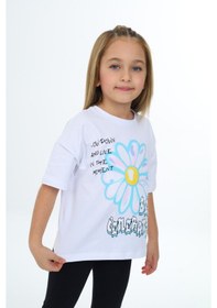 Resim Toontoy Kids Toontoy Kız Çocuk Baskılı Tişört Beyaz 