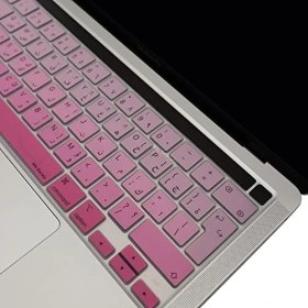 Resim Mena Rise MacBook Klavye Koruyucu Kılıf Arapça Baskılı Uk-Ters L Enter Tipi Touchbar Pro 13-16 Inç A2251 A2289 A2338 A2141 Uyumlu, Ultra Ince Silikon Klavye Filmi Pembe 