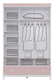 Resim Setay Montessori Çocuk Odası - City Montessori 3 Kapılı Dolap, Yavrulu Yatak - Pembe 