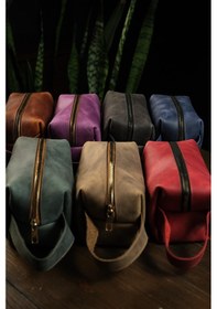 Resim Bideri Perge Hakiki Deri El Çantası Yeşil Yeşil 