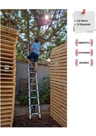 Resim Endokon 13 Basamak - 380 Cm. Teleskopik Alüminyum Merdiven - I Tipi Uzayan Merdiven 