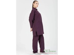 Resim Cici Forma Hakim Yaka Terikoton Mürdüm Takım 