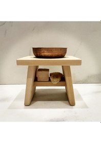 Resim Shark Anatolia Sedir Ahşap Banyo Taburesi Oturak Krem 