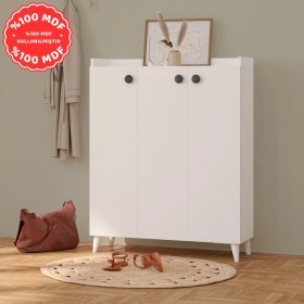 Resim İmbaş 3 Kapaklı Çok Amaçlı Dolap Çok Amaçlı Mutfak Dolabı Banyo Dolabı Ayakkabılık Beyaz %100 Mdf 