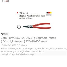Resim Ceta Form E67-44-0225 Iç Segman Pense Düz Uçlu-Yaysız 225-40- 