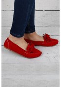 Resim Kadın Nubuk Cilt Fiyonklu Günlük Ayakkabı Kırmızı 