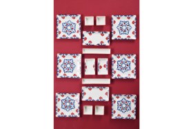 Resim Piatti Naturali 16 Parça 6 Kişilik Çini Kahvaltı Takımı Handmade Kahvaltılık Sunum Seti Servis Tabakları 