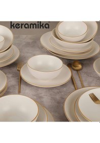Resim Keramika Takım Yemek 24 Parça 6 Kişilik Mat Beyaz 