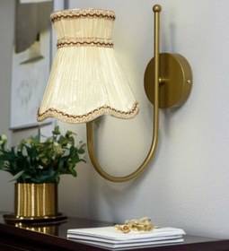 Resim BSA LIGHTING EFNAN ESKİTME BOYALI KLASİK APLİK ( PAPYON KREM ABAJURLU) 