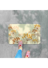 Resim Dijital Baskılı Desenli Dekoratif Dış Kapı Önü Ve Iç Mekan Paspası Yıkanabilir Kaymaz Taban Bej 