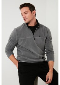 Resim Buratti Slim Fit Anti-Pilling Tüylenme Yapmayan Bato Yaka Şardonlu 2'Li Paket Erkek Polar 5906001S2 Gri-Oranj 