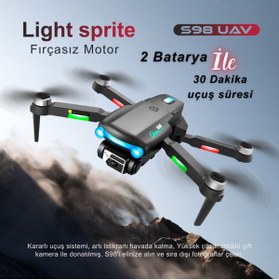 Resim piha S98 Wıfı 1080p Hd Çift Kameralı Işıklı 2 Batarya Ile 30dk Uçuş Süresi Taşıma Çantalı Mini Drone 