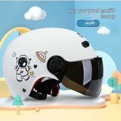 Resim My Topped Çocuk Kask Akü Araba Güneş Koruyucu Yarım Kask 2-12 Yaş Pembe, Mavi, Beyaz Dört Mevsim Kask Beyaz 