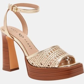 Resim Katy Perry The Steady Ankle Strap Kadın Altın Hasır Topuklu Sandalet Altın 