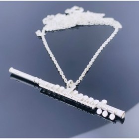 Resim BUTİK GÜMÜŞ Gümüş Büyük Yan Flüt Kolye 0,4 Cm X 4,9 Cm (bg-kly-703) 