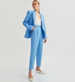 Resim Koton Keten Karışımlı Yüksek Bel Cepli Havuç Kesim Pantolon Mavi 5sak40167uw Mavi 