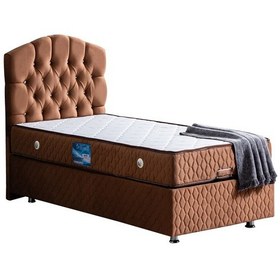 Resim Setaymobilya Baza, Zümrüt Açık Kahve Tek Kişilik Baza + Başlık+Orthosoft Yatak 