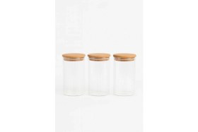 Resim Hava Geçirmez 3'lü Çizgili Cam Kahvaltılık Vakum Kapaklı Kavanoz Seti - 850 ml 