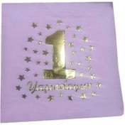 Resim 1 Yaşındayım Yazılı Peçete Varaklı 33X33 Cm 16 Adet Pembe 