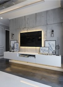 Resim Resital Ledli Duvara Monte Tv Sehpası - Beyaz - W6016-1 Beyaz 