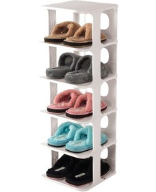 Resim Lüks Ayakkabılık Düzenleyici Organizer Portatif 5 Katlı Çok Katmanlı Farklı Kombin Seçenekli Beyaz Beyaz 