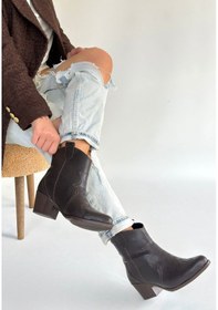 Resim Pabucmarketi Kahve Kadın Topuklu Bot Çok Renkli 