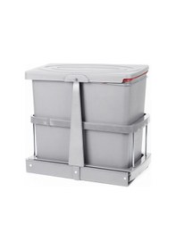 Resim Çöp Kovası 12+12lt Gri Teleskopik Raylı Gri 