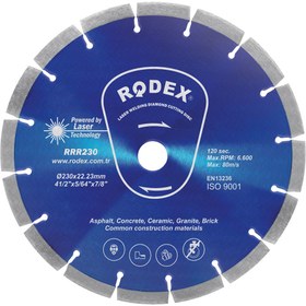 Resim Rodex LAZER KAYNAKLI ELMAS TESTERE 230MM (RRR230) 