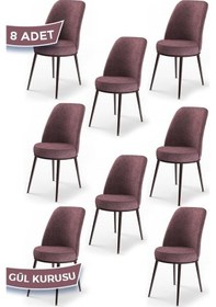 Resim Canisa Dexa Serisi, Üst Kalite Mutfak Sandalyesi, Metal Kahverengi Iskeletli, 8 Adet Gülkurusu Sandalye Gül Kurusu, Metal 