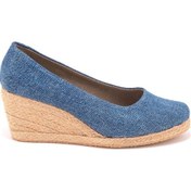 Resim Star Tombis Gerçek Elişi Kot Espadril Dolgu Topuk Handmade Mavi 