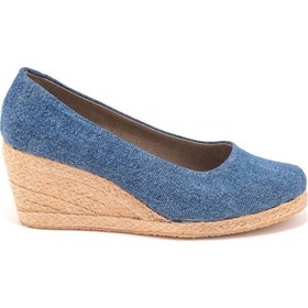 Resim Star Tombis Gerçek Elişi Kot Espadril Dolgu Topuk Handmade Mavi 