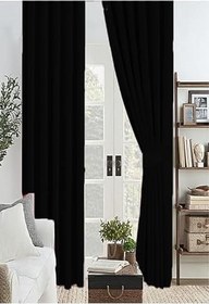 Resim Siyah Renk Kalın Güneşlik Blackout Kararma Fon Perde Düz Dikim 340 x 260 