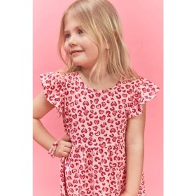 Resim DeFacto Desenli Fırfırlı Kısa Kollu Elbise Kız Bebek H2176A526SM 