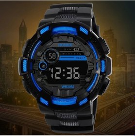 Resim Cloud011 1 Adet Çok Amaçlı Mavi Spor Saati - Dijital Ekran Kronometre Gece Işığı Dayanıklı Plastik Kayış Pil Hediye Diğer 