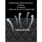 Resim Siyah ve Sarı Renkli 2'li Kumaş ve Deri Kaplama Koltuk Minderleri 