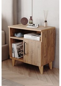 Resim Enda Home Kommen Kapaklı 2 Bölmeli Komodin Yan Sehpa Atlantik Çam 