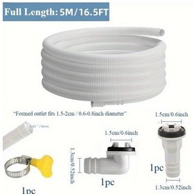 Resim Lumaworld 1 Set 10/16.5ft Esnek Nem Alma Hortumu Kelepçeli Dayanıklı Klima Aksesuarı 