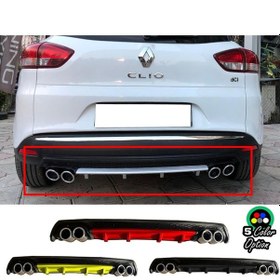 Resim Renault Clio Mk4 Sw Uyumlu Yuvarlak Egzozlu Sarı Difüzör Difizör Çiftli Egzoz Görünüm Arka Ek 
